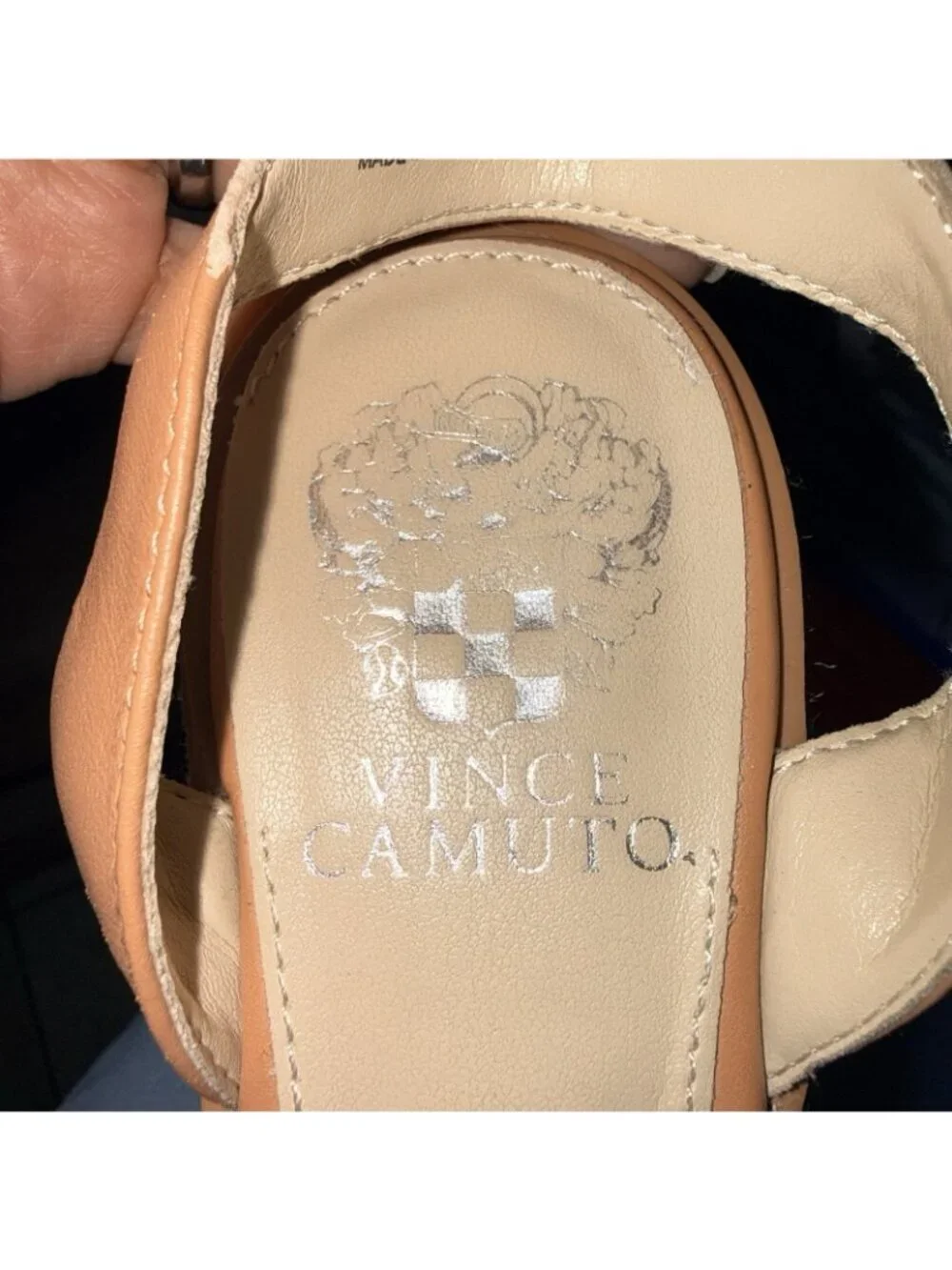 Vince Camuto Martinda Tan Leather Platform Espadrille Sandals Size 7.5